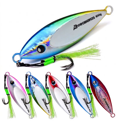 PROBEROS LF192 Saltwater Slow Pitch Jigging Lure with Feathered Assist Hook