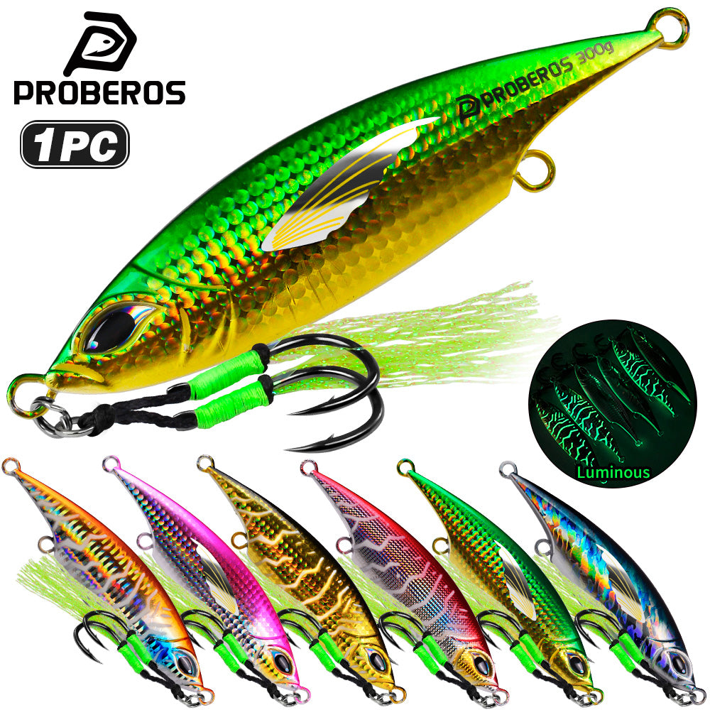 PROBEROS LF194 Saltwater Slow Pitch Jigging Lure with Feathered Assist Hook