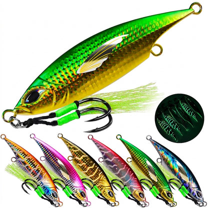 PROBEROS LF194 Saltwater Slow Pitch Jigging Lure with Feathered Assist Hook