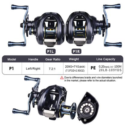 PROBEROS P1 baitcasting reel left hand P1L and right hand P1R options