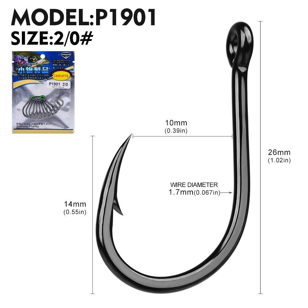 PROBEROS P1901 saltwater fishing hooks 20pcs pack tin color high carbon steel