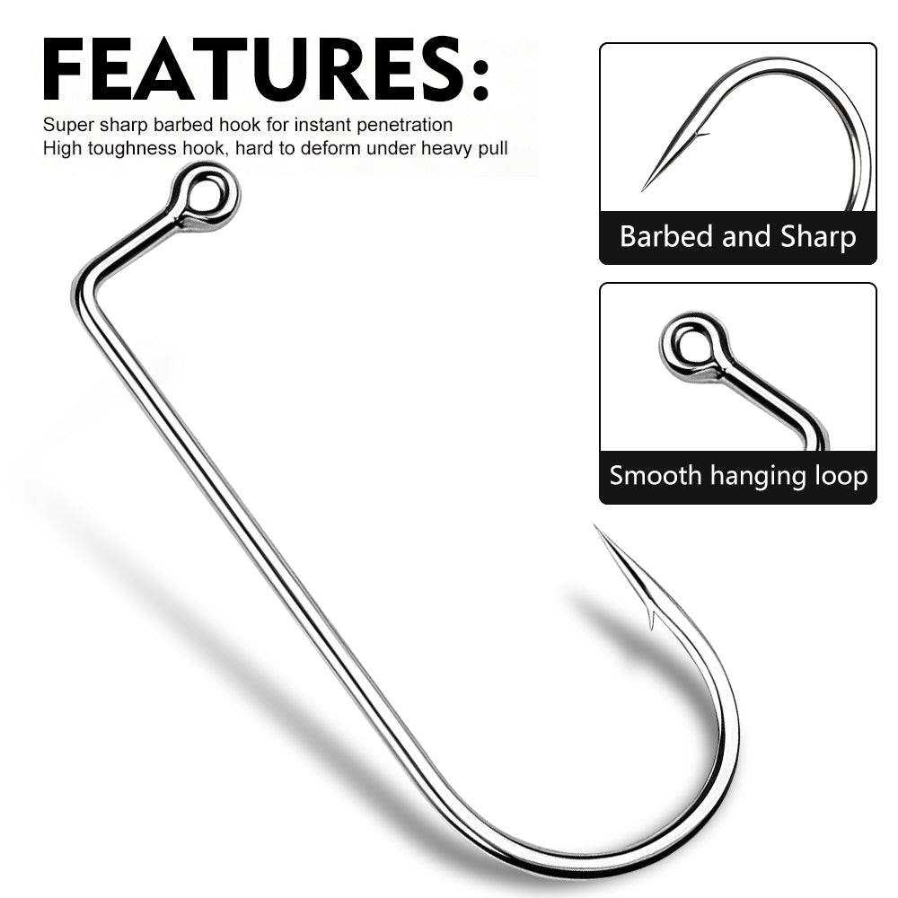 Ultra-sharp barbed point and smooth polished shank detail on Proberos P1902 hook