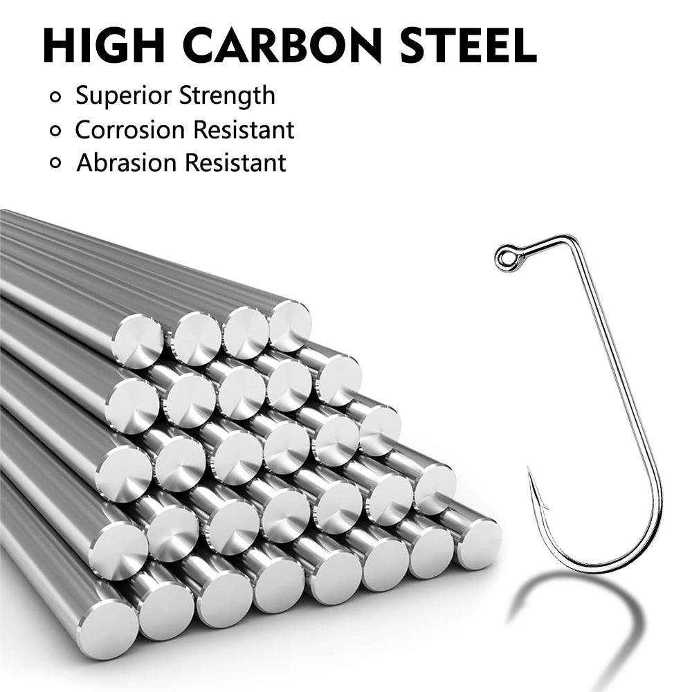 Proberos P1902 long shank single fishing hooks 50pcs box set high carbon steel