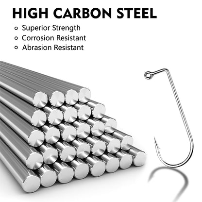 Proberos P1902 long shank single fishing hooks 50pcs box set high carbon steel