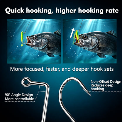Live bait and soft plastic rigging setup with Proberos P1902 long shank hook