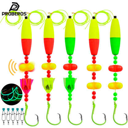 PROBEROS PJ007 pre-tied catfish float rig set with circle hooks and foam bobbers