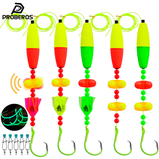 PROBEROS PJ007 pre-tied catfish float rig set with circle hooks and foam bobbers