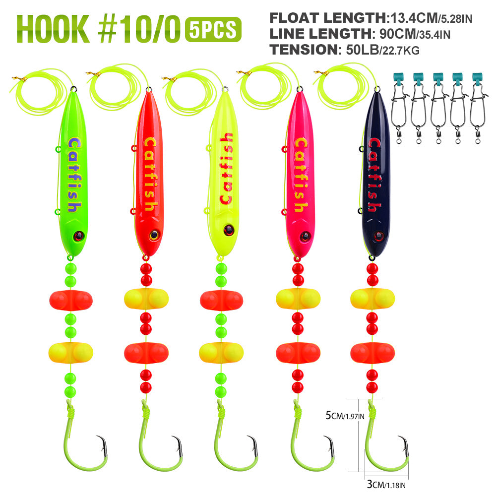 Proberos pre-tied catfish float rig 5pcs bag set with circle hook and cigar float