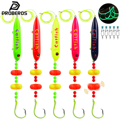 Proberos pre-tied catfish float rig 5pcs bag set with circle hook and cigar float