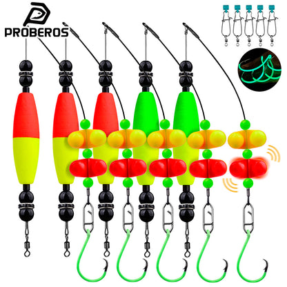 Proberos pre-tied catfish float rig 5pcs bag set with circle hook and bite bell