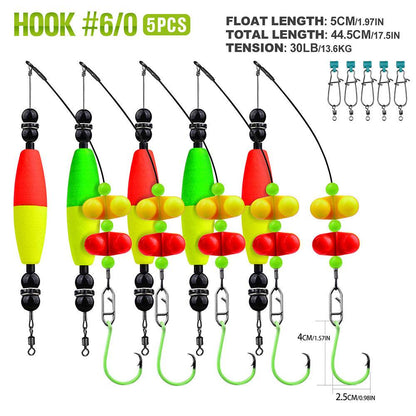 Proberos catfish rig size chart showing 6/0, circle hook specifications and line length