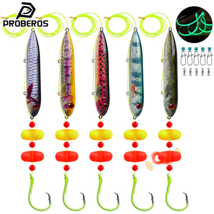 Proberos pre-tied catfish float rig 5pcs bag set with circle hook and fish-shaped cigar float
