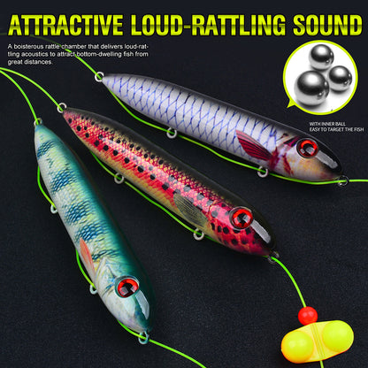 Proberos fishing hard lure with an attractive loud-rattling sound chamber and inner ball detail