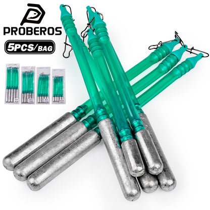 PROBEROS PJ034 dragging lead weight sinker 5pcs bag with green tube and snap