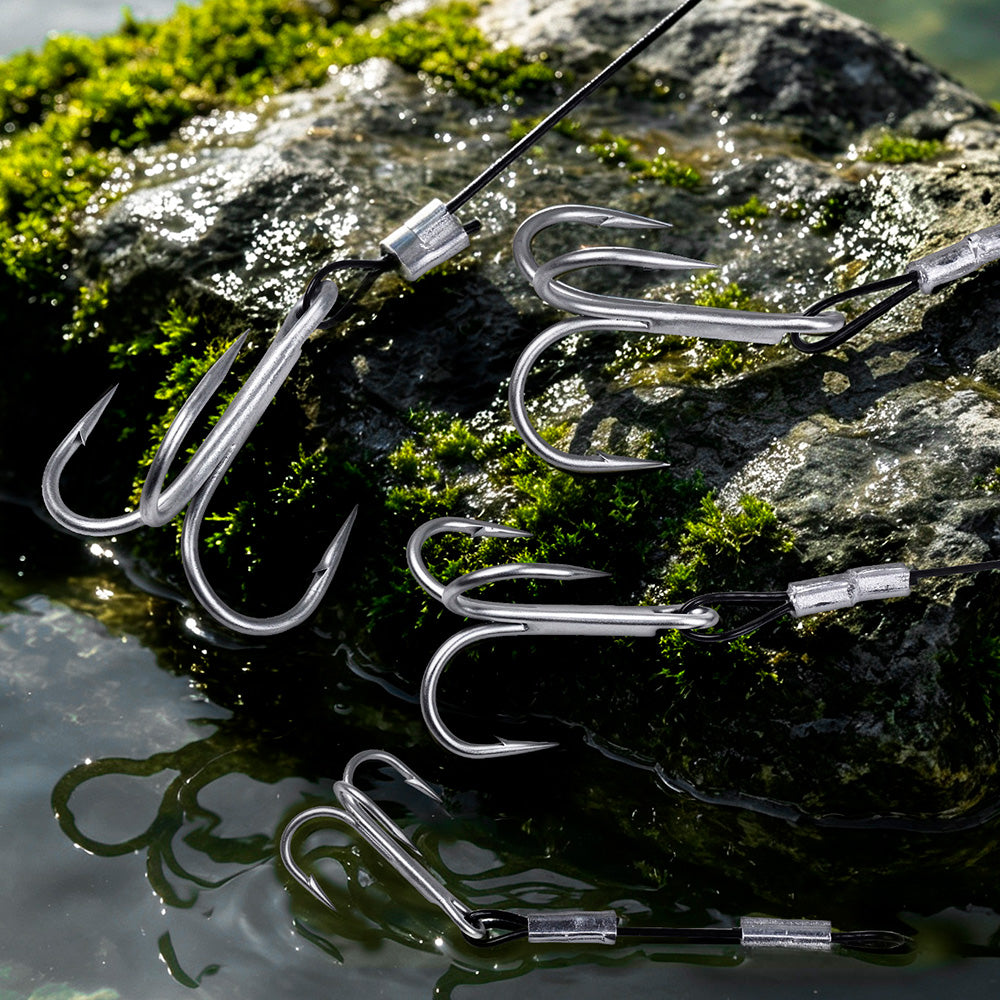 Full shot of Proberos PJ038 pre-assembled stainless steel wire leader rig layout