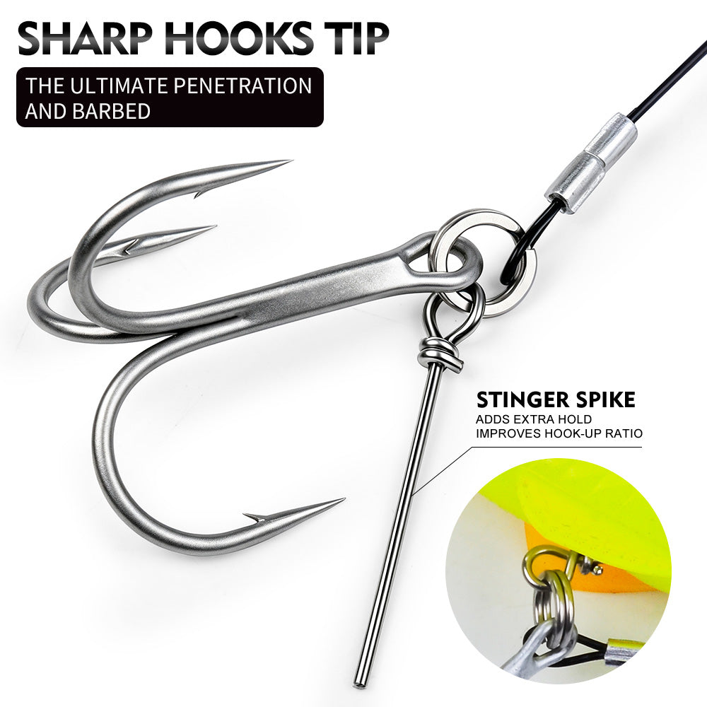 Proberos PJ039 high carbon steel chemically sharpened barbed treble hook point detail