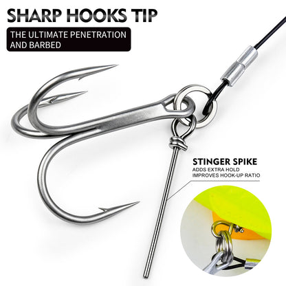 Proberos PJ039 high carbon steel chemically sharpened barbed treble hook point detail