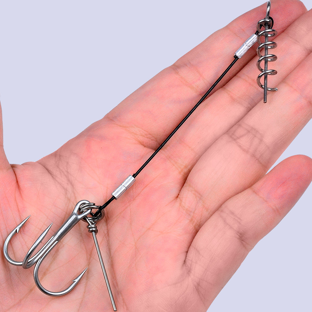 Handhold shot of Proberos PJ039 crimped sleeve connection and heavy duty swivel