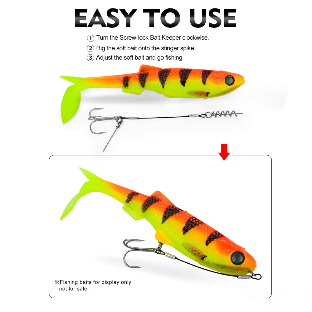Proberos PJ039 wire leader rig with spring lock pin rigged on soft swimbait lure
