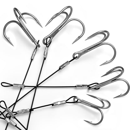 PROBEROS PJ041 double treble hook heavy multi‑strand bite‑proof wire leader close‑up