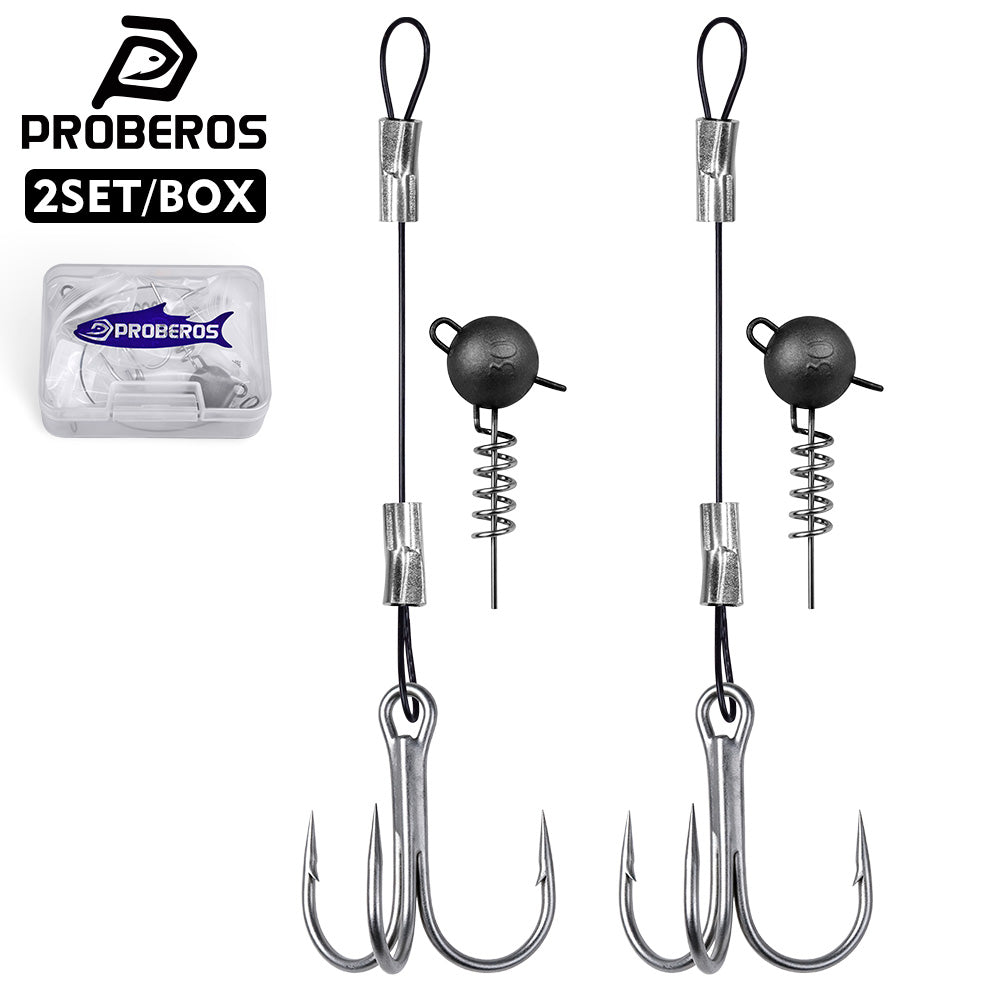 PROBEROS PJ041 Pre-Tied Weighted Treble Hook Stinger Rig with Lead Ball Sinker 2Sets