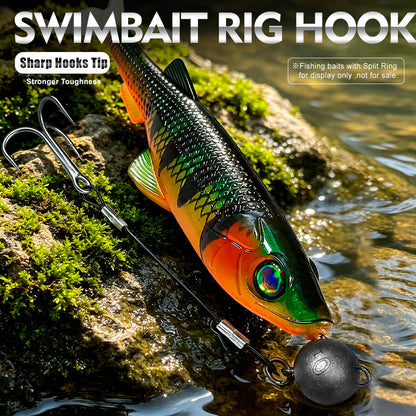 PROBEROS PJ041 stinger rig mounted on soft swimbait lure fishing presentation effect