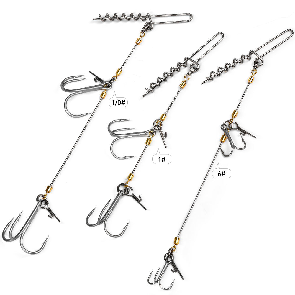 PROBEROS PJ043 High Carbon Steel Double Barbed Treble Hook Configuration Detail