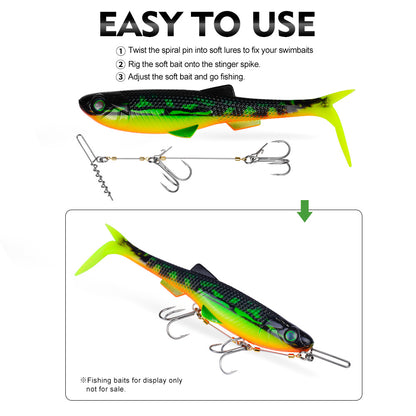 PROBEROS PJ043 Stinger Rig Easy Installation Steps on Large Soft Lures