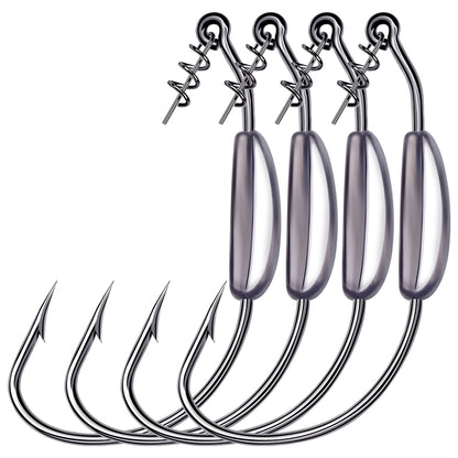PROBEROS QBG91768 weighted offset hooks with spring lock pin for weedless soft plastic lure fishing.