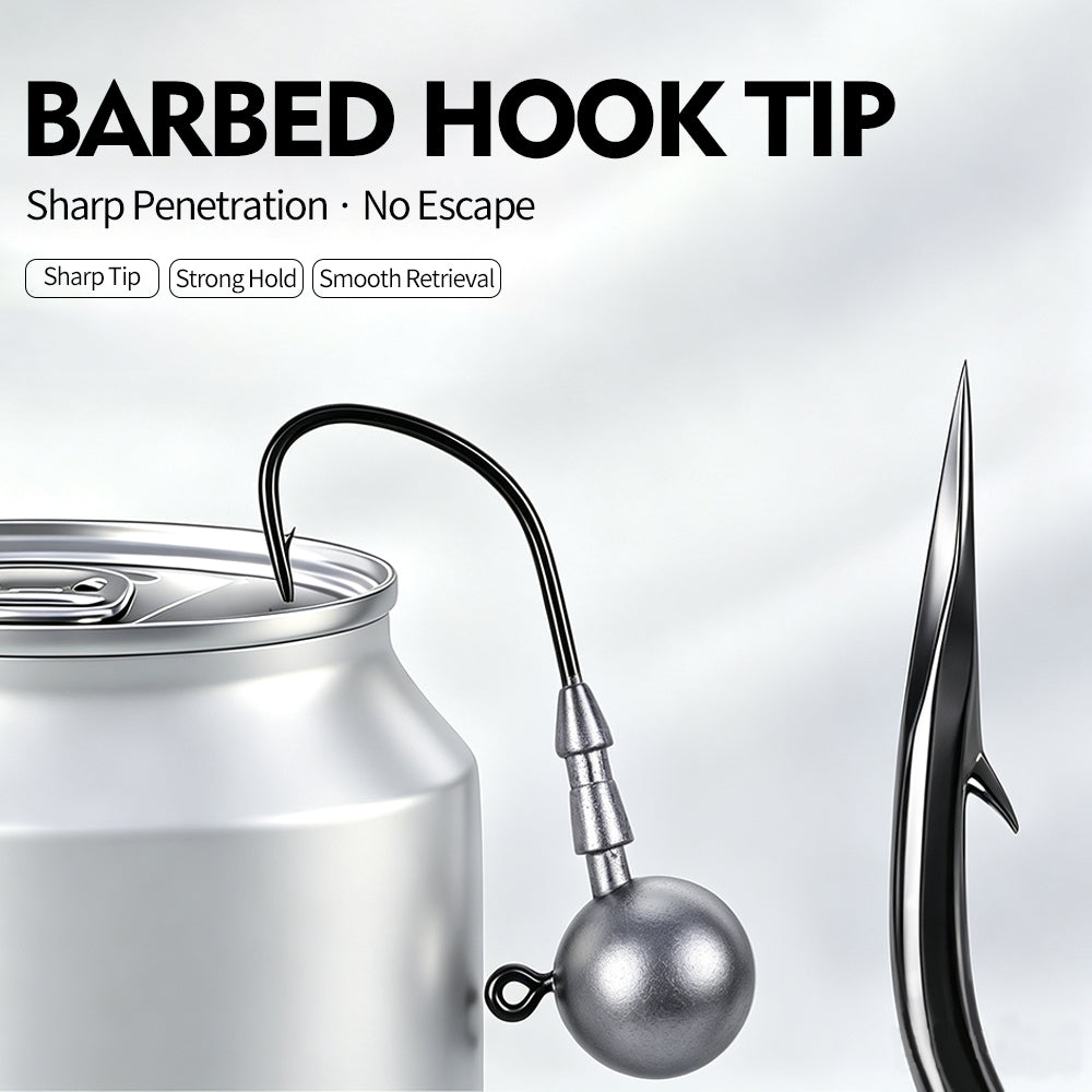 Raw lead ball jig head with integrated dual bait keepers for holding soft plastic swimbaits