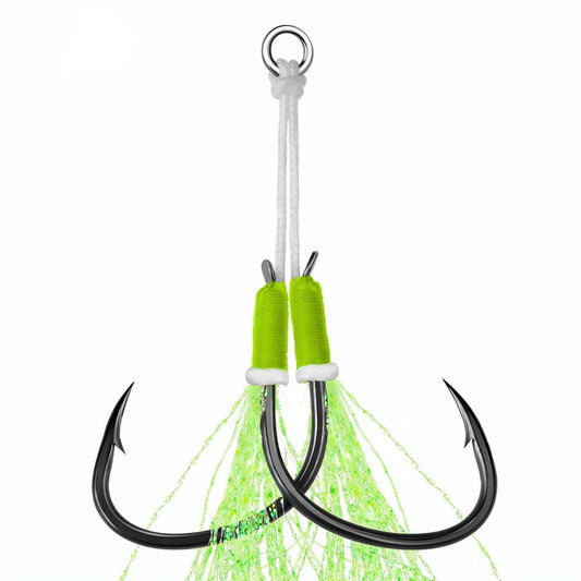 PROBEROS Assist-Haken 1/0#-4/0#, 2 Sets, nachtleuchtend, mit Assist-Haken