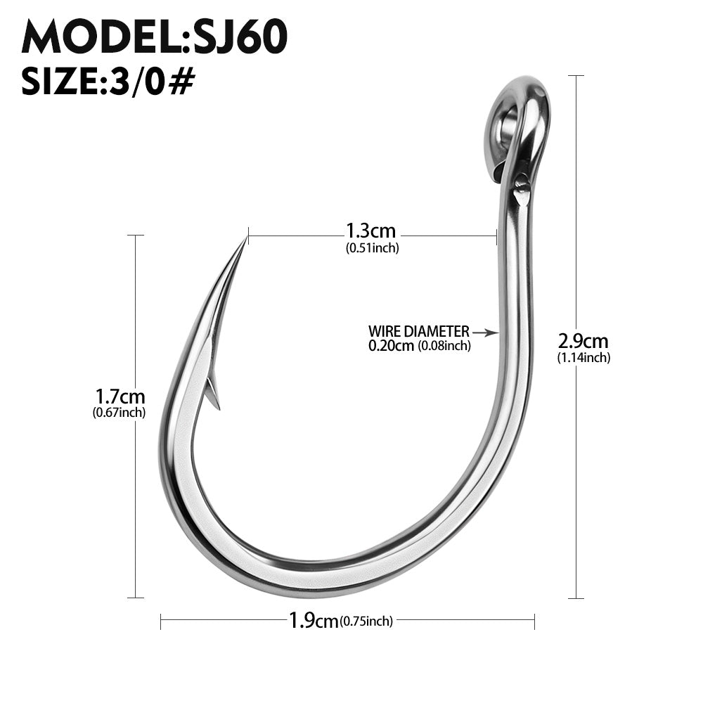 PROBEROS SJ60 stainless steel circle hooks 5pcs and 20pcs resealable