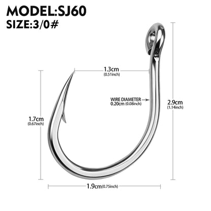 PROBEROS SJ60 stainless steel circle hooks 5pcs and 20pcs resealable