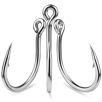 Large smooth eyelet and front back detail view of PROBEROS SJ60 offshore circle hooks