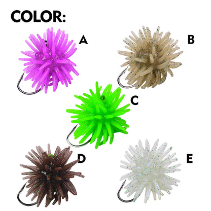 PROBEROS SL1009 Pre-Rigged Sea Urchin Soft Plastic Lures 5 Colors Set