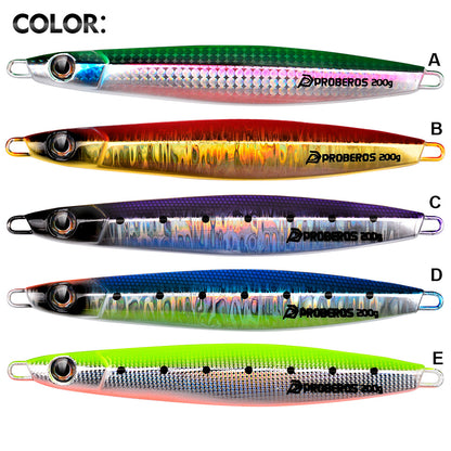 PROBEROS slow pitch jig available in 5 holographic color options (Color A to E)