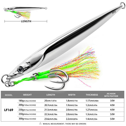 PROBEROS heavy vertical jig available in multi-color metallic holographic finishes
