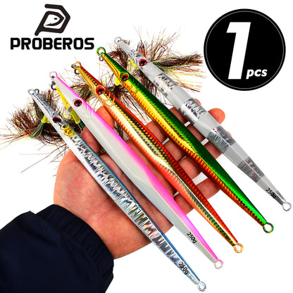 PROBEROS Slow Jigging Lure Saltwater Vertical Lead Bait with Assist Hook