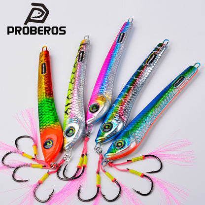 PROBEROS saltwater slow jigging lure with assist hook and skirt