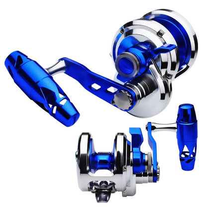 proberos slow pitch jigging reel 40kg max drag 9+1 bearings 5.7:1 gear ratio aluminum offshore saltwater fishing reel silver blue silver gold