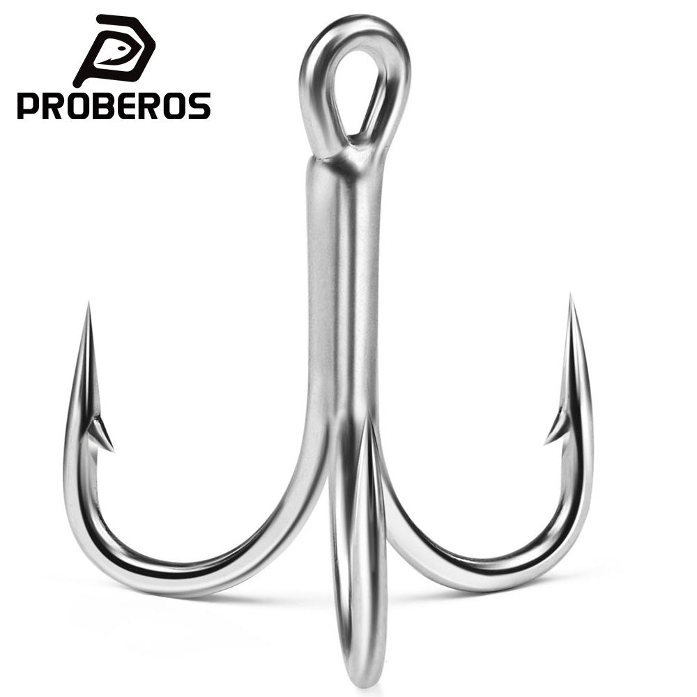 Proberos ST66 4X strong treble fishing hook bright tin plated high carbon steel