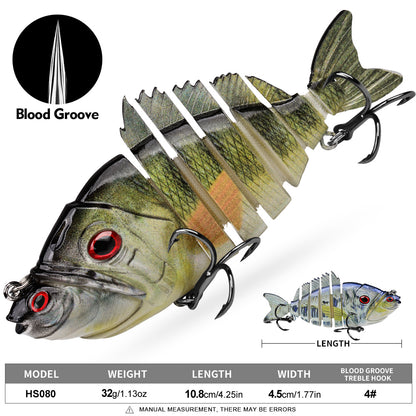 PROBEROS swimbait lure size chart showing 32g weight and 10.8cm length