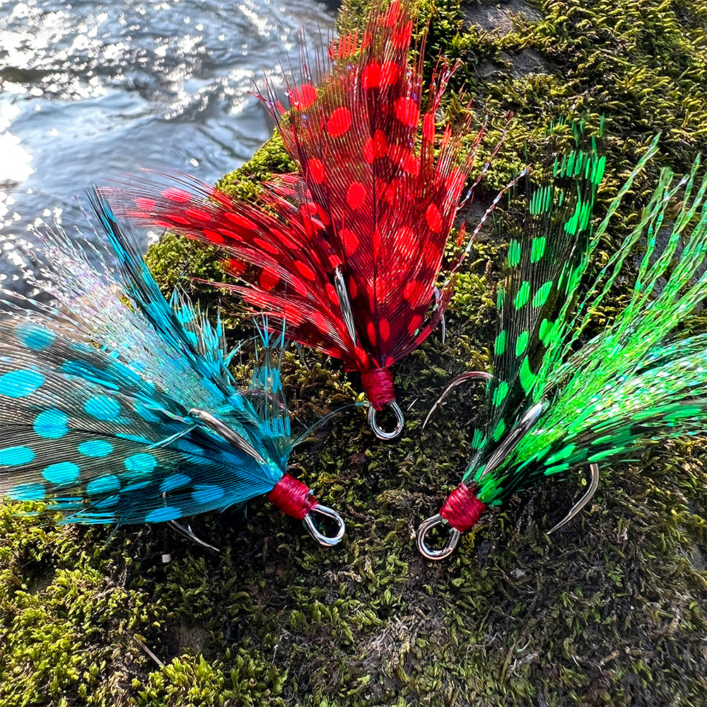 Proberos SZ102 feathered treble hooks 10pcs box set for fishing lures
