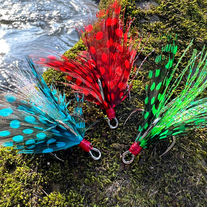 Proberos SZ102 feathered treble hooks 10pcs box set for fishing lures
