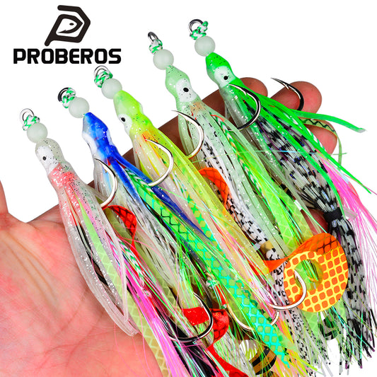 PROBEROS SZ110 luminous octopus assist double hook for slow jigging sea fishing