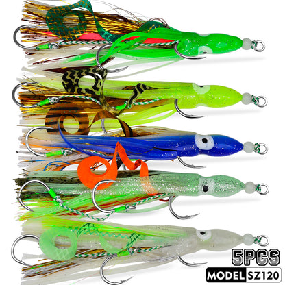 PROBEROS SZ120 luminous octopus assist hooks 5-piece mixed colors value pack