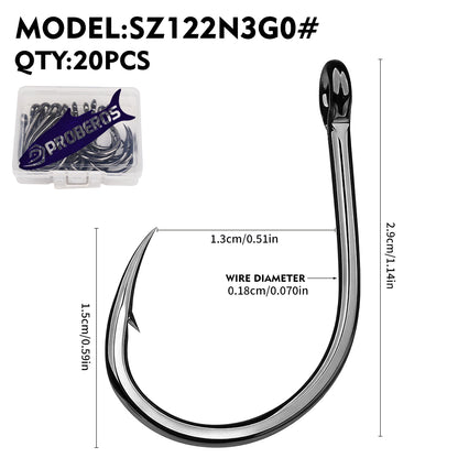 PROBEROS SZ122 saltwater fishing hooks 20pcs pack tin color high carbon steel