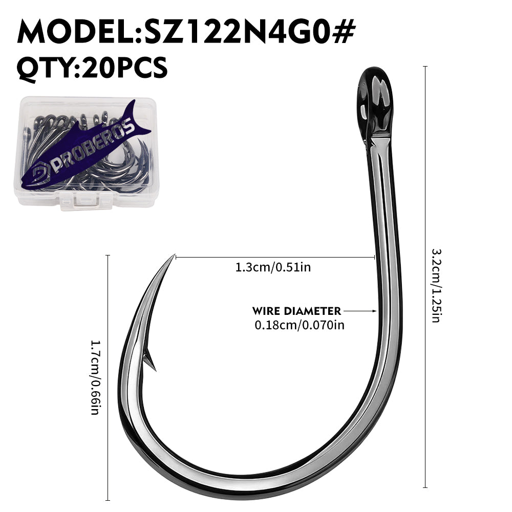 PROBEROS SZ122 saltwater fishing hooks 20pcs pack tin color high carbon steel