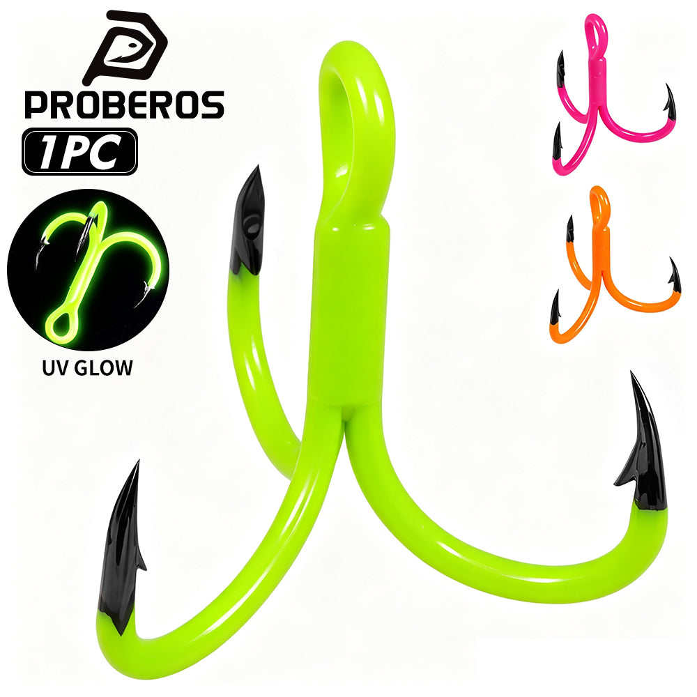 PROBEROS SZ137 Fluorescent Treble Fishing Hooks10PCS Pack