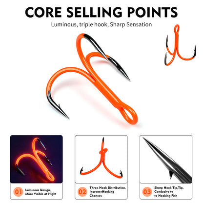 Ultra-sharp barbed hook point and vibrant UV coating detail on Proberos SZ138 treble hook